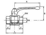 Kugelhahn, Messing vernickelt, Aluhebel IG/IG 3/4", DN20, PN80, BL 65 mm schwere Ausführung, voller Durchgang