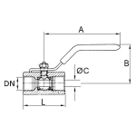 Kogelkraan, geperst messing, stalen hendel Afsluitbaar