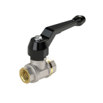 Kugelhahn, Messing vernickelt, Aluhebel IG/IG 1/2", DN15, PN80, BL 55 mm schwere Ausführung, voller Durchgang