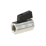 Mini-Kugelhahn Messing vernickelt IG/IG 3/8", BL 38 mm, max 10 bar Kunststoffflügelgriff glatte Oberfläche