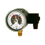 Kontakt-Manometer AG 1/2", bar Magnetspri., CrNi-Stahl, Anschluss unten