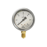 Glyzerin-Manometer für Vakuum AG 1/4", D63 mm, -1/0 bar, max 60°C CrNi Stahl, Anschluss unten