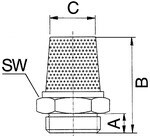 Silencer AG M 5 0-8 bar, max 250°C Sintered bronze / brass hexagon/thread
