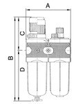 Wartungseinheit Serie multifix, 2-teilig IG 1/4", DN6, max 20 bar, 1150l/min BG1, Metallbe., Sichtrohr, Topfaufs./Met