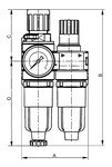 Wartungseinheit Serie multifix-mini IG 1/8", 600l/min, DN5, 0,5-10 bar 2-tlg mit Polycarbonatbehälter