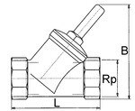 Terugslagklep, hoekzitting IG 3/4"Rp, BL 67 mm, 0,5-10 bar messing
