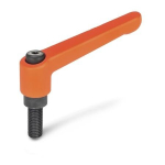 Clamping lever with screw, adjustable GN 300-63-M8-40-OS AG, RAL 2004 orange