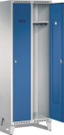 Wardrobe, 2 compartments HxWxD 1850x625x500mm, with feet light grey/ gentian blue, Promat