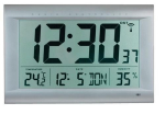Wanduhr Batteriebetrieb 1,5V Funkuhrwerk LCD-Display B410xH270xT43 mm Ku.-Gehäuse silber