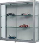 Wall cabinets with sliding door W1000xH1000xD300 mm silver, 2 glass shelves