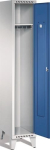 Wardrobe, 1 compartment HxWxD 1850x325x500mm, with feet light grey/ gentian blue, Promat