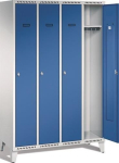 Wardrobe, 4 compartments HxWxD 1850x1225x500mm, with feet light grey/ gentian blue, Promat