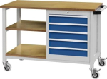 Werkbank BxTxH 1200x600x859 mm grau/blau 5 Schubladen
