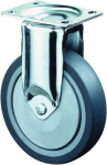 Bockrolle Gummirad Kugellager Ø 150 mm, H 192 mm, Platte 94x64 mm grau, Ku-Felge Tragkraft 100 kg