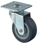 Castor Rubber wheel Hard floors Ø 25 mm, H 34 mm, plate 34x48 mm grey, load capacity 15 kg