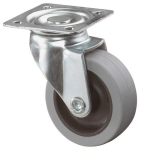 Castor Rubber wheel Plain bearing Ø 50 mm, H 67.5 mm, plate 47x47 mm grey, Ku-rim Load capacity 35 kg