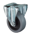 Bokwiel Rubber wiel Glijlager Ø 50 mm, H 67,5 mm, plaat 47x47 mm grijs, Ku-rand Draagvermogen 35 kg