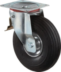 Lenkrolle luftbereift Gummi Rollenlager Ø 200 mm, H 235 mm, Stollenprofil schwarz, Feststeller Tragkraft 75 kg