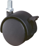Double castor hard running surface Ø 50 mm, H 60 mm, grub screw M8x15 black, up to 40 kg F75.050.G08
