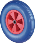 Rad Polyurethanlauffläche Rollenlager Ø 400 mm, Rillenprofil, pannensicher blau/rot, Ku-Felge Tragkraft 200 kg