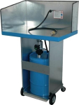 Kleine onderdelenreiniger met elektrische pomp H1150xB800xD500 mm mobiel voor 50-60 liter Container Draagvermogen 30 kg