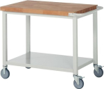 Classic workbench with 40 mm beech top W1000xD700xH880 mm, mobile 1 shelf, light grey