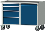 Werkplaatswagen HxBxD 810x1090x620mm grijs/blauw Lade x H1 x 90/120/180/210, 1 deur 600 mm