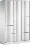 Compartment cabinet 3 x 5 compartments HxWxD 1950x1150x640 mm, with plinth Sheet steel, light grey/light grey