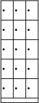 Compartimentenkast 3x5 compartimenten HxBxD 1950x680x480mm, met sokkel lichtgrijs/lichtgrijs