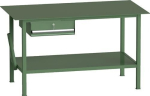 Welding table LxWxH 1500x700x858 mm with closed worktop and base, green