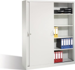 Sliding-door wardrobe, 5 OH H1950xW1200xD400 mm, 4 shelves Light grey/light grey, 70 kg per shelf