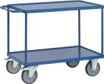 Tafelwagen met 2 plateaus, oliedicht Laadoppervlak 1000 x 700 mm, glanzend blauw max. 500 kg, massief rubberen wielen, Fetra 2402W