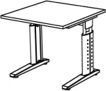 Bureau rechte vorm HxBxD 680-860x800x800 mm lichtgrijs Teda