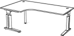 Desk angled right/left HxWxD 680-860x2000x1200 mm maple decor Teda