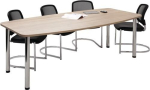 Conference table WxDxH 2200x1030x720-740 Beech finish with chrome-plated table legs
