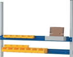 Borgrail B1250 mm voor opslagbakken met open voorzijde gentiaanblauw voor systeemondersteuning