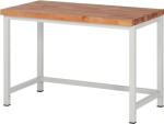 Classic workbench with 40 mm beech top W1250xD700xH840 mm with cross strut, light grey