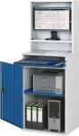 Computerkast H1770xB650xD520 mm, stationair Behuizing T250 mm, lichtgrijs/ gentiaanblauw