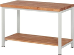 Classic workbench with 40 mm beech top W1250xD700xH840 mm, 1 shelf beech light grey