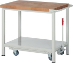 Classic workbench with 40 mm beech top W1000xD700xH880 mm, can be lowered 1 shelf, light grey