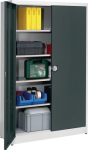 Flügeltürenschrank H1950xB1200xT600 mm, 4 Böden Tragfähig 110 kg, lichtgrau/anthrazit