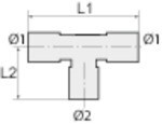 T-verbindingsstuk 2x 1x SD15 Acetaalpolymerisaat POM