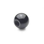 Ball knob without socket DIN 319-KU-25-M5-C PF black, internal thread