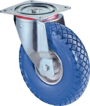 Lenkrolle Polyurethanrad Rollenlager Ø 260 mm, H 295 mm, Platte 175x175 mm blau, St-Felge Tragkraft 160 kg