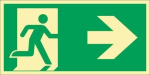 Vluchtwegsymbool, zelfklevende folie 297x148 mm, vluchtroute rechts groen/wit Fotoluminescent ASR A1.3/DIN EN ISO 7010