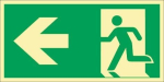 Vluchtwegbord, plastic bord 297x148 mm, vluchtroute links, groen/wit Fotoluminescent ASR A1.3/DIN EN ISO 7010