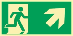 Vluchtwegbord, plastic bord 297x148 mm, goede kant naar boven, groen/wit Fotoluminescent ASR A1.3/DIN EN ISO 7010