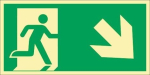 Vluchtwegbord, plastic bord 297x148 mm, recht naar beneden, groen/wit Fotoluminescent ASR A1.3/DIN EN ISO 7010