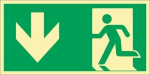 Vluchtwegsymbool, zelfklevende folie 297x148 mm, nooduitgang liggend, groen/wit Fotoluminescent ASR A1.3/DIN EN ISO 7010