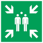 Vluchtwegwijzer, aluminium 400x400m, inzamelpunt, groen/wit Fotoluminescent ASR A1.3/DIN EN ISO 7011